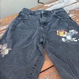 Zara Black Kids Jeans with Tom & Jerry Graphics